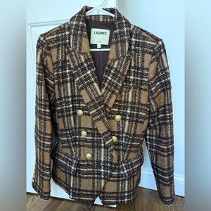 L'AGENCE Brown Plaid Women's Blazer
